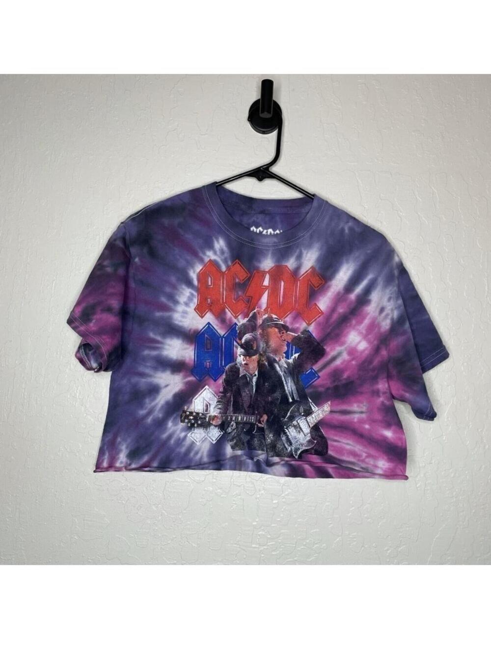 (AC/DC) tie dye cropped shirt